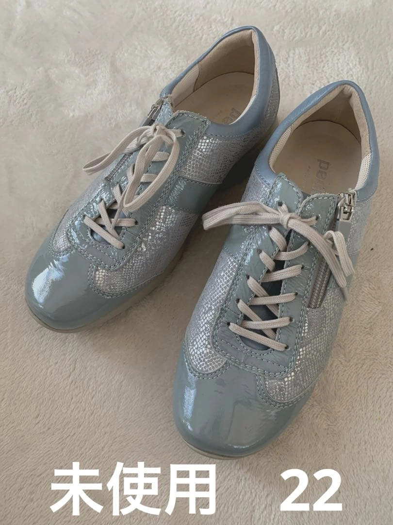 未使用 PEDALA ペダラ本革asicsウォーキングライトブルー スニーカー