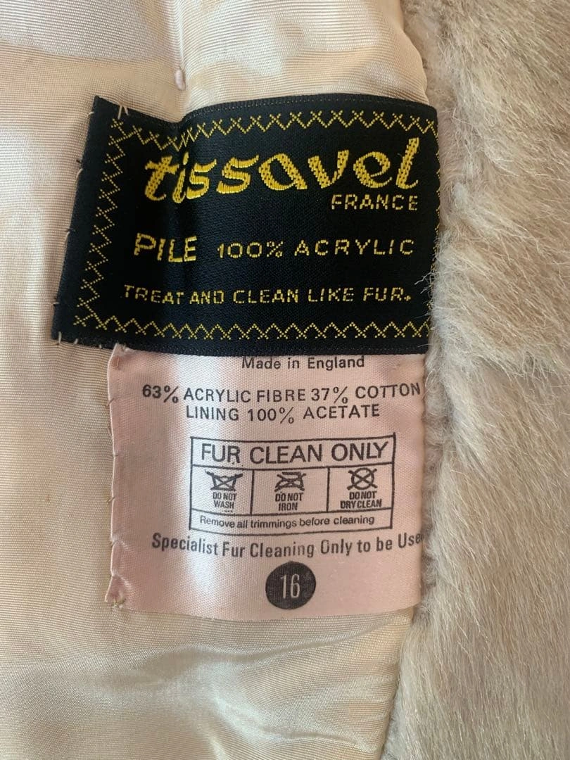 フランス Tissavel ベージュ フェイクファーコート ショート丈の写真4枚目
