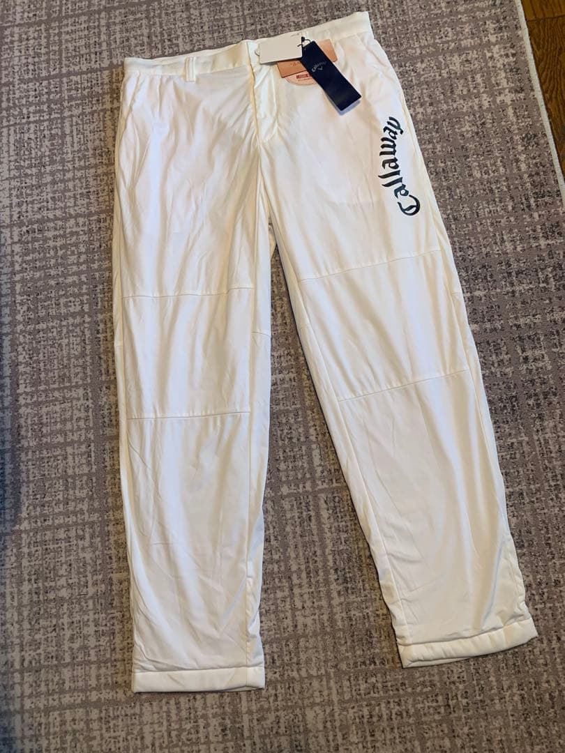 新品タグ付 Callaway ゴルフパンツ ホワイト L 暖パンの写真2枚目