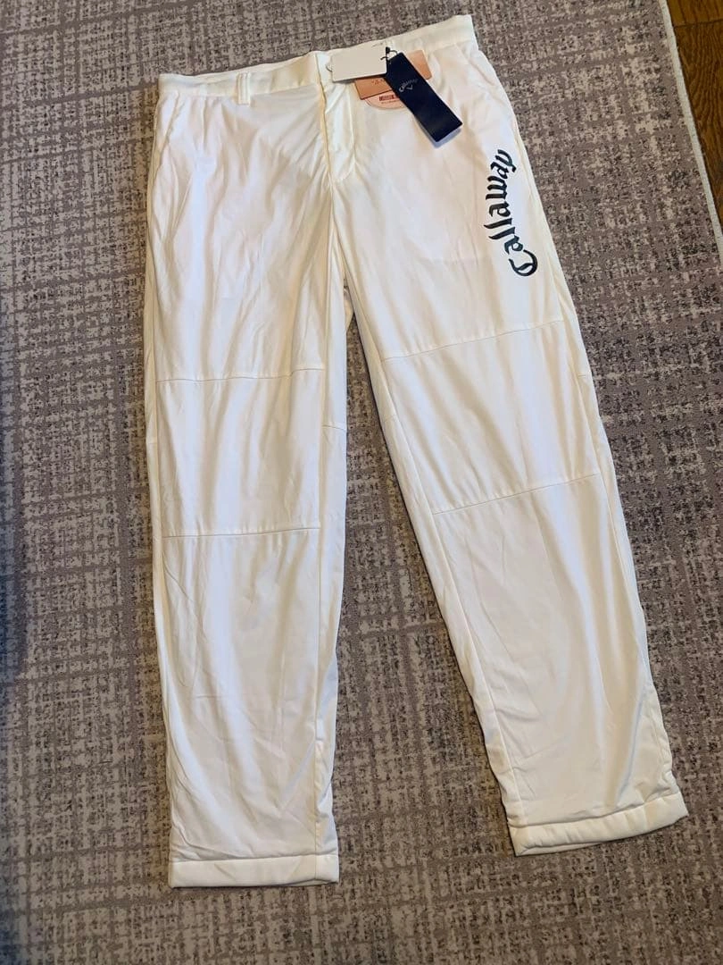 新品タグ付 Callaway ゴルフパンツ ホワイト L 暖パンの写真2枚目