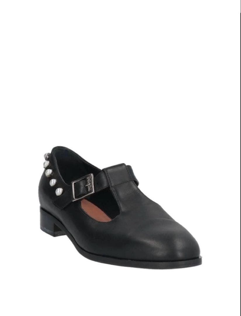 新品箱入り イタリア製 Pollini パール装飾 黒レザー ローファー 36の写真3枚目
