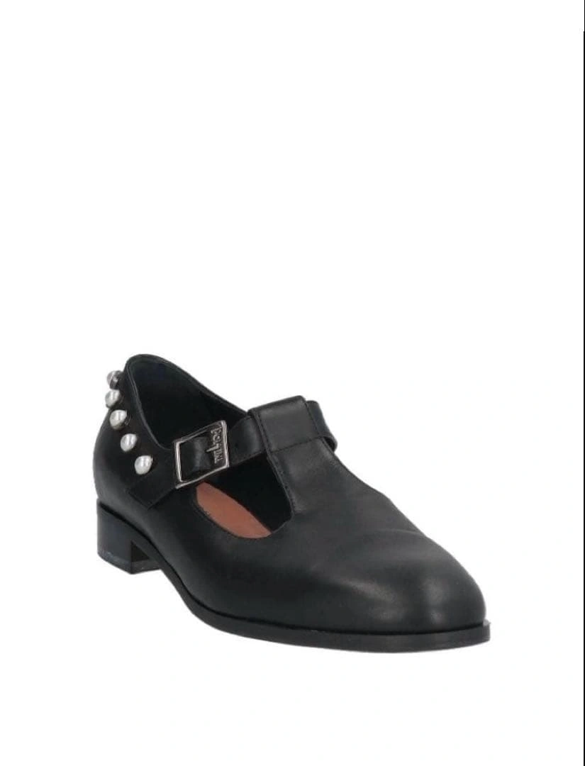新品箱入り イタリア製 Pollini パール装飾 黒レザー ローファー 36の写真3枚目