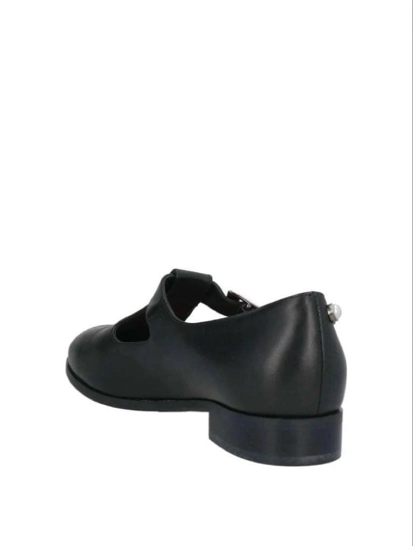 新品箱入り イタリア製 Pollini パール装飾 黒レザー ローファー 36の写真4枚目