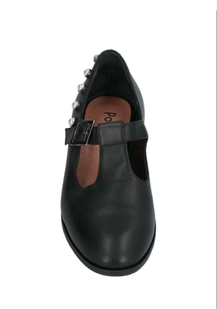 新品箱入り イタリア製 Pollini パール装飾 黒レザー ローファー 36の写真5枚目