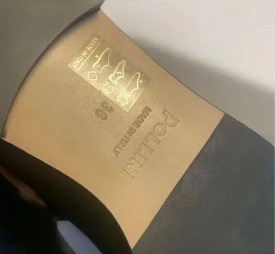 新品箱入り イタリア製 Pollini パール装飾 黒レザー ローファー 36の写真9枚目