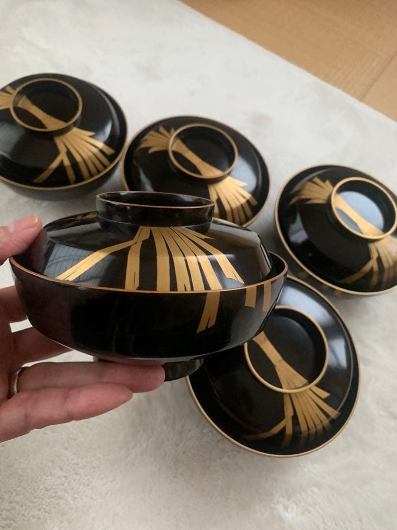 美品 時代物 束ね熨斗 汁椀 5客 骨董の写真5枚目