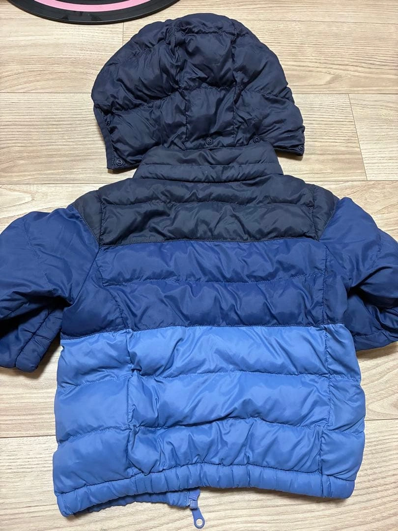 ユニクロ 80 ライトウォームパデットパーカ アウター ダウン風 ジャンパー 青の写真2枚目
