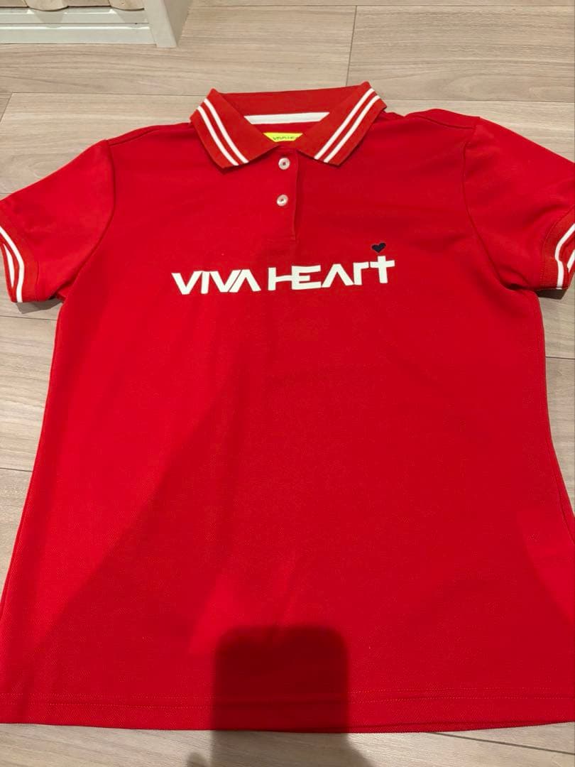 1度着用美品VIVA HEART レディース ゴルフポロシャツ レッド 42