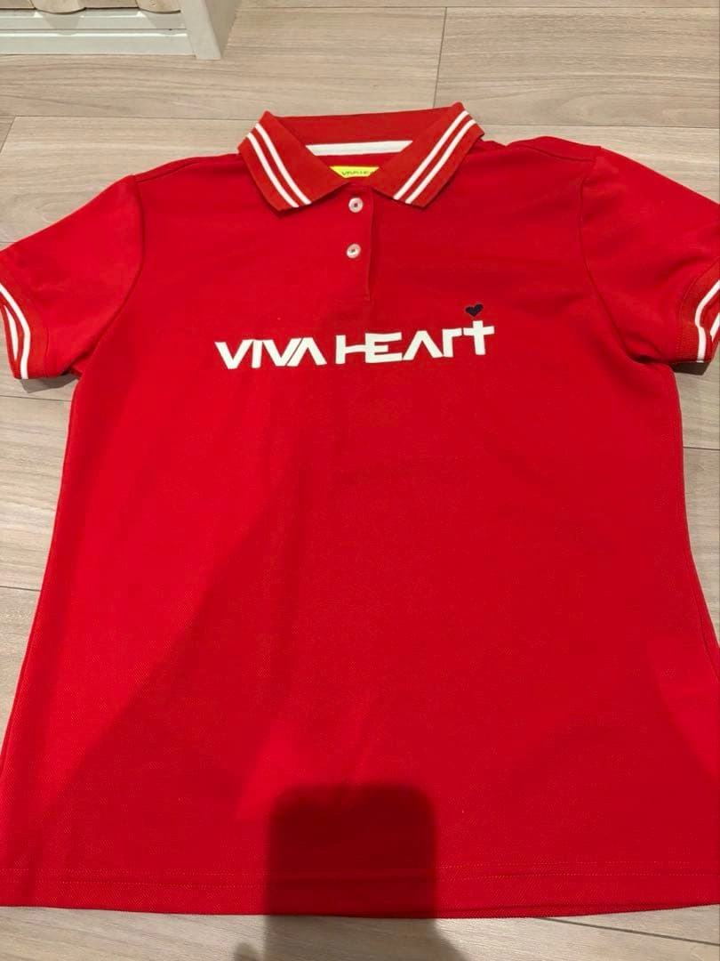 1度着用美品VIVA HEART レディース ゴルフポロシャツ レッド 42