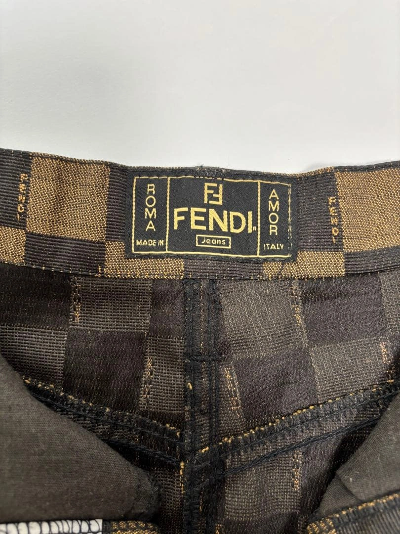 【美品】FENDI jeans フェンディ ブロックチェック ミニスカート 44の写真6枚目