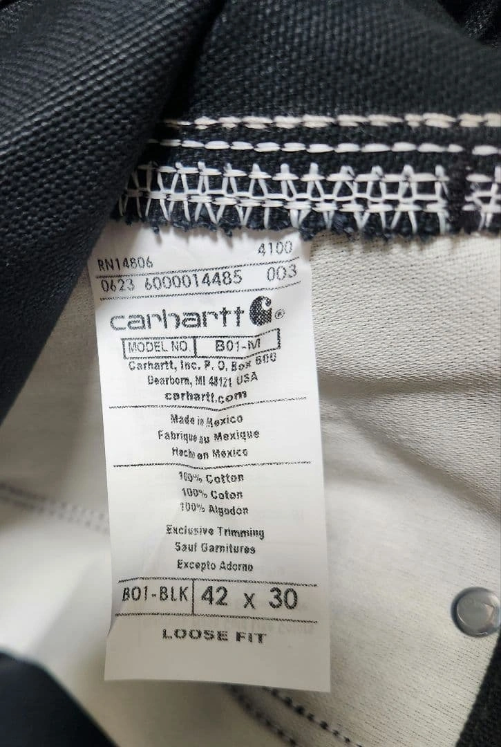 Carhartt B01 ダブルニー Work Pant 42x30 黒の写真7枚目