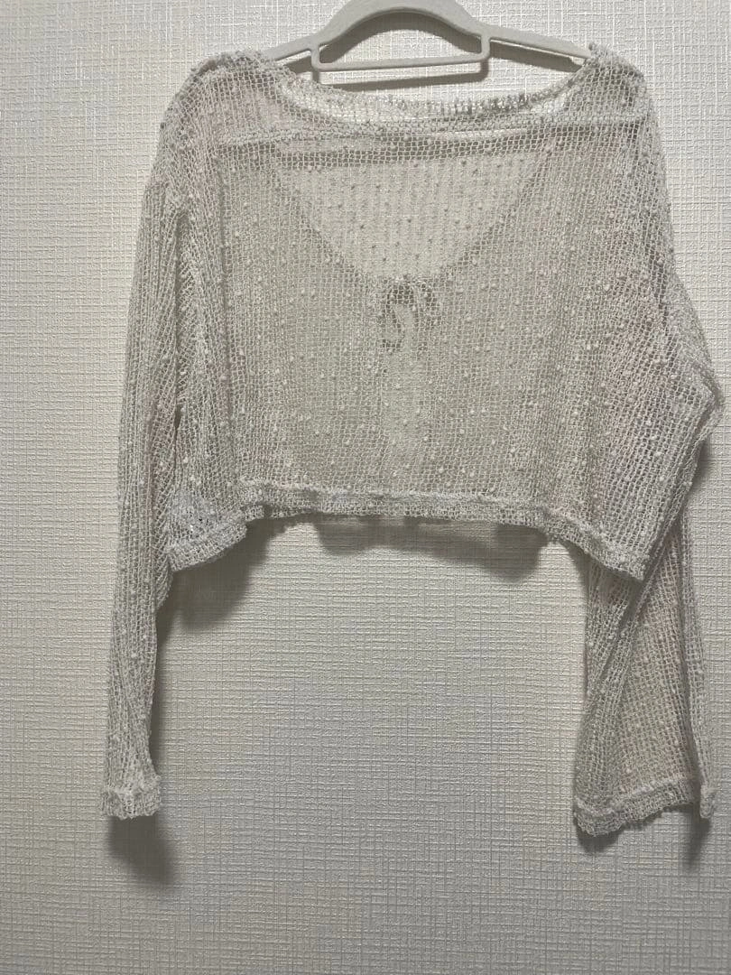 ネップメッシュリボンクロップド丈ボレロ GRLの写真2枚目