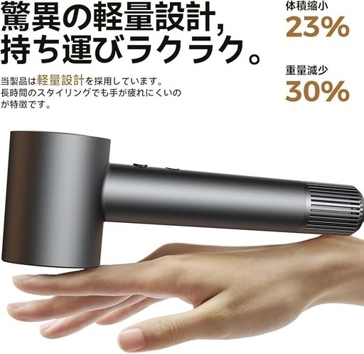 新品大風量マイナスイオンドライヤー 4段階温度調節 シルバーの写真5枚目