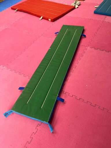 三和体育 指導ライン付き ハーフ体操マット（60×200cm 厚5cm 滑り止め付）／状態良好の写真2枚目