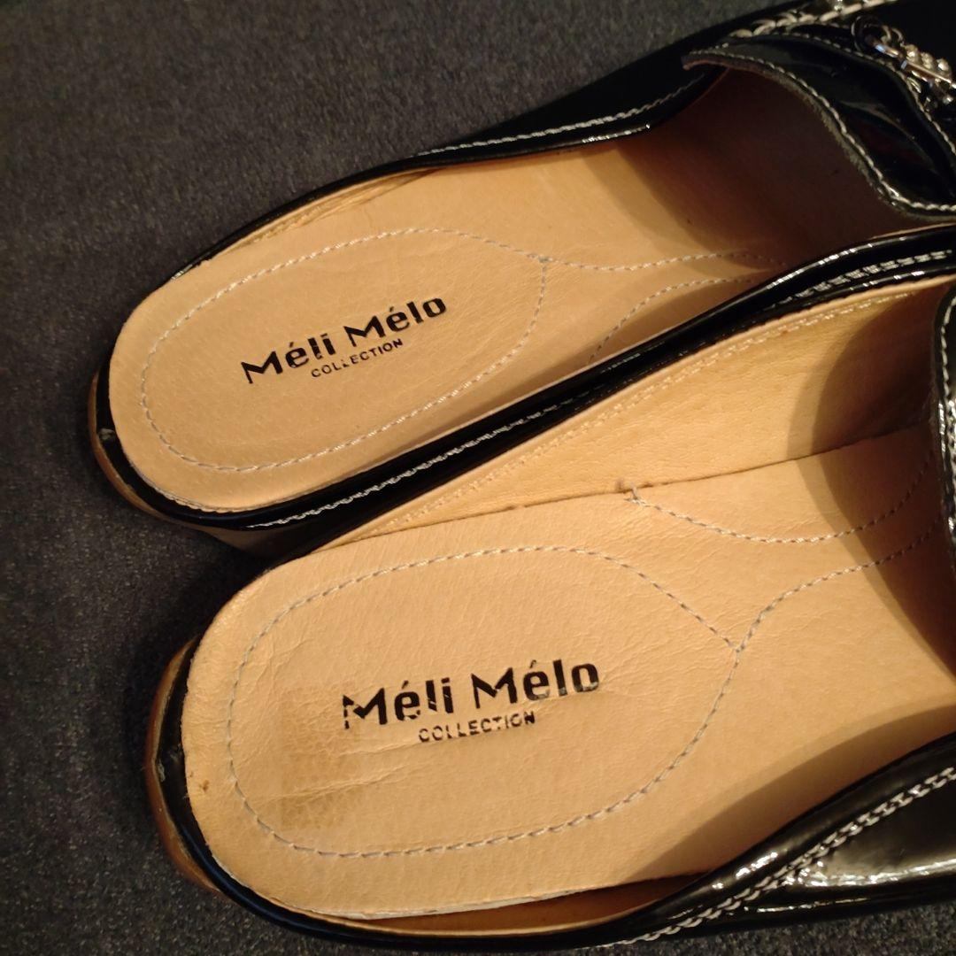 Meli Melo COLLECTION ブラック エナメル ミュールの写真4枚目