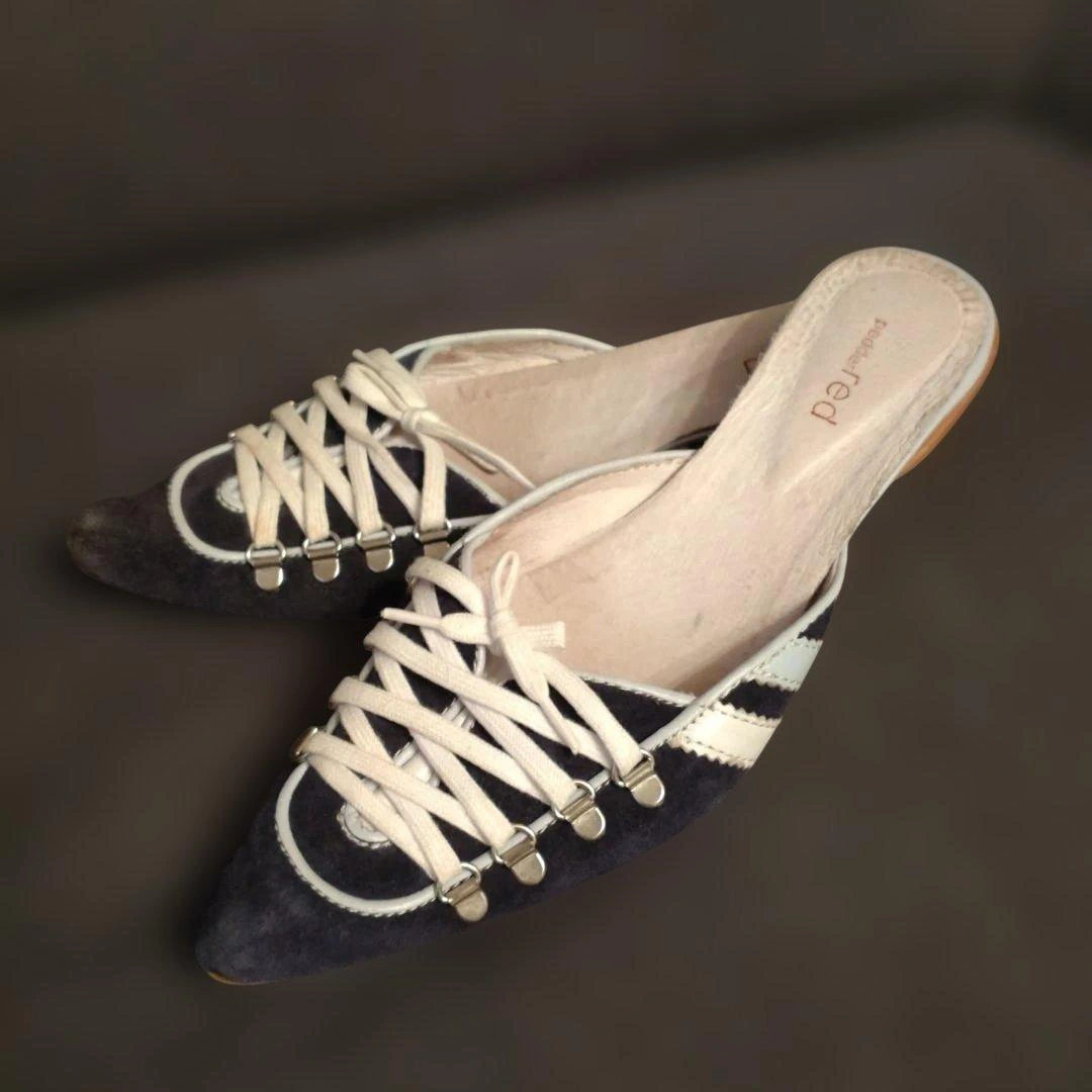 pedder red レースアップ ミュール ネイビー