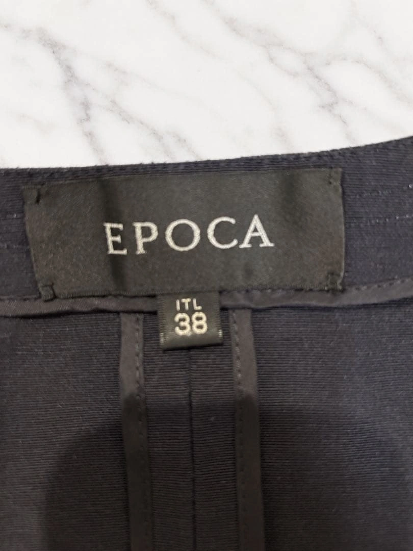 EPOCA ノーカラージャケット 38 濃紺 白パイピング 日本製の写真6枚目