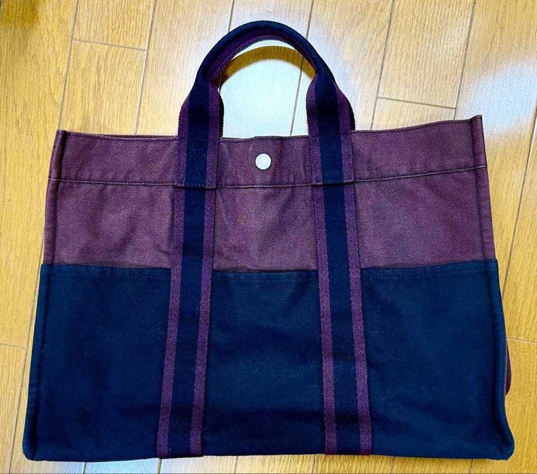 HERMES バーガンディ ブラック トートバッグ