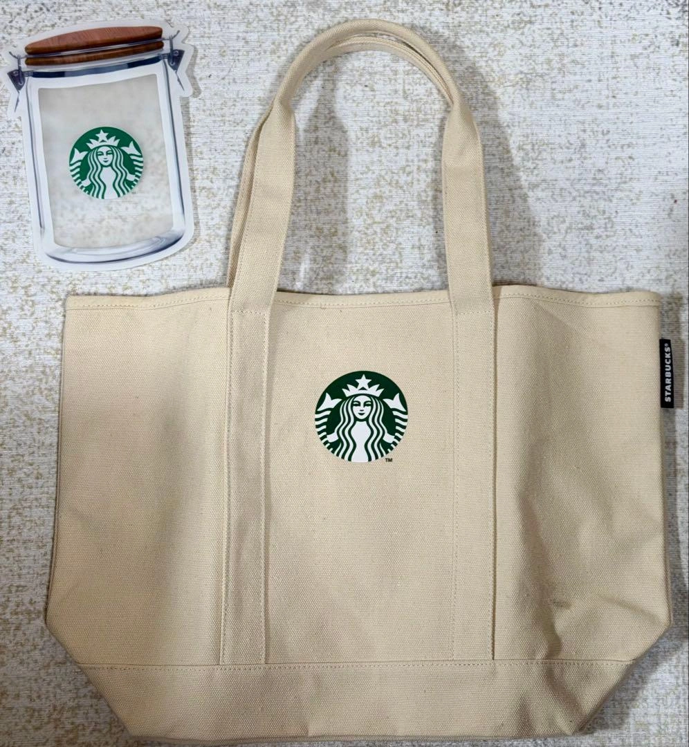 スターバックス キャンバストートバッグ ベージュの写真2枚目