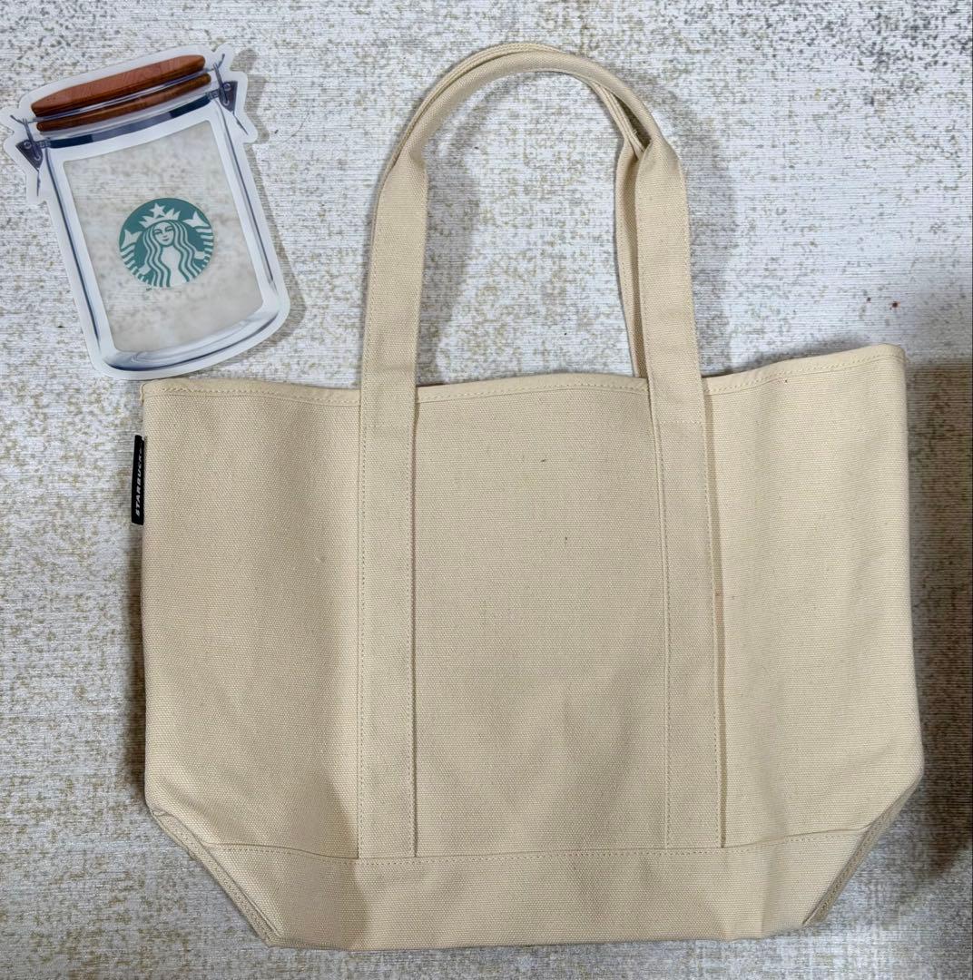 スターバックス キャンバストートバッグ ベージュの写真3枚目