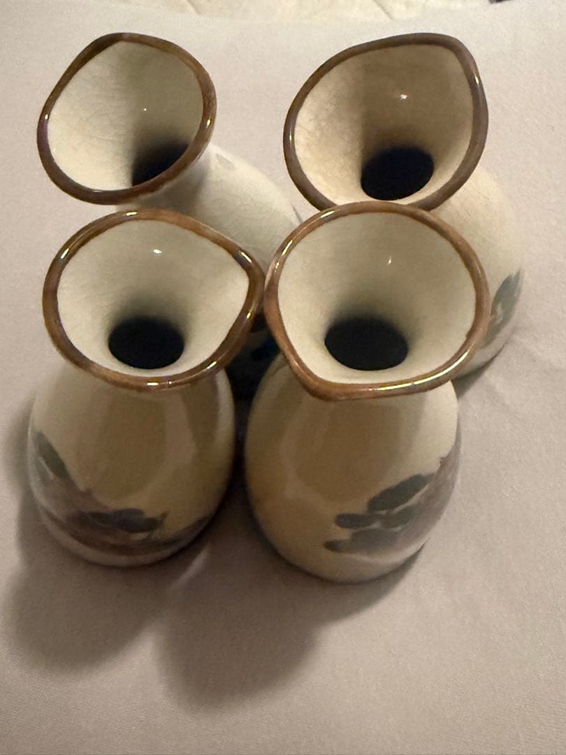 和食器 酒器セット 徳利4本 お猪口4個 陶器 貫入 晩酌 まとめ売りの写真2枚目