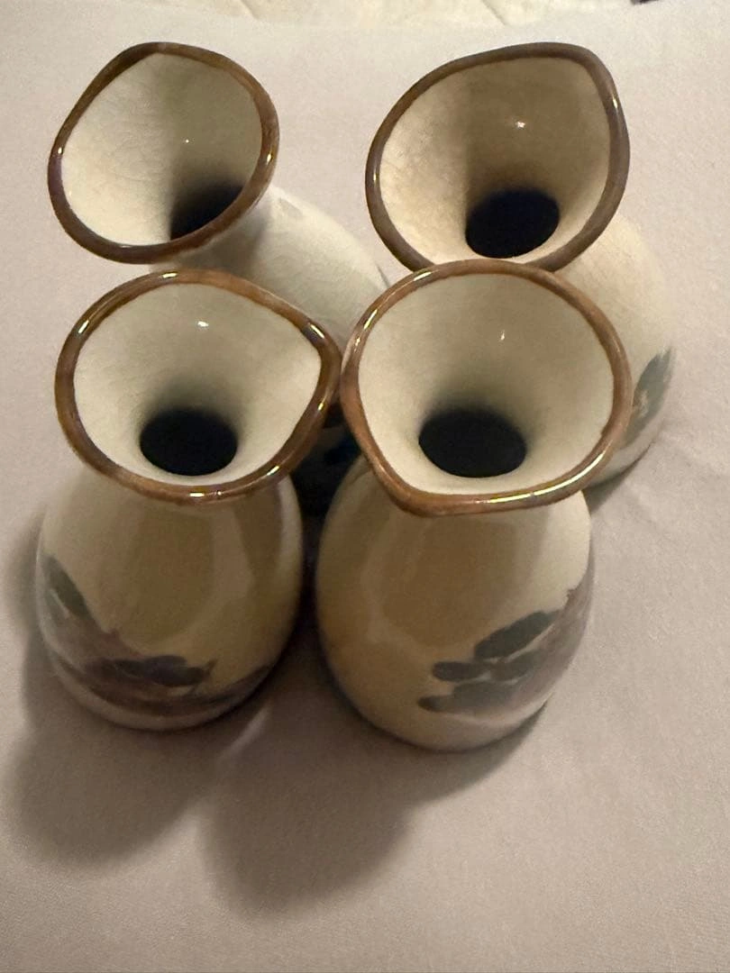 和食器 酒器セット 徳利4本 お猪口4個 陶器 貫入 晩酌 まとめ売りの写真2枚目