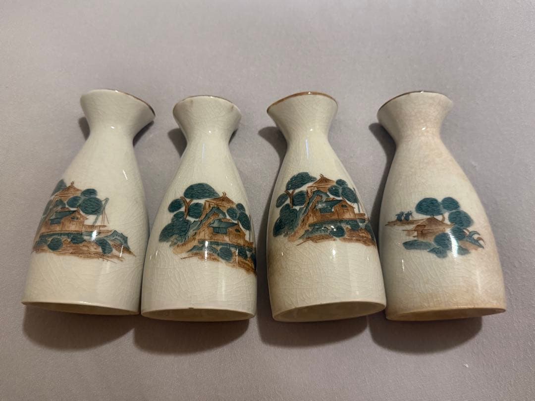 和食器 酒器セット 徳利4本 お猪口4個 陶器 貫入 晩酌 まとめ売りの写真3枚目