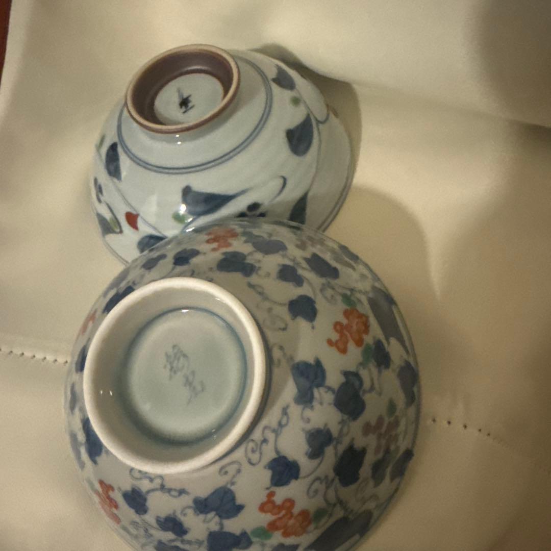 和食器 飯碗 2客セット 染付 花文様 陶器　二つセットの写真7枚目