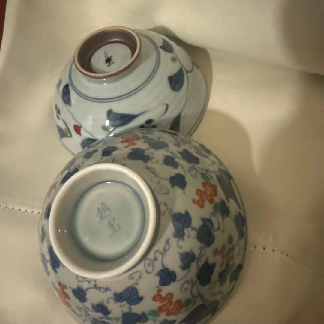 和食器 飯碗 2客セット 染付 花文様 陶器 二つセットの写真7枚目