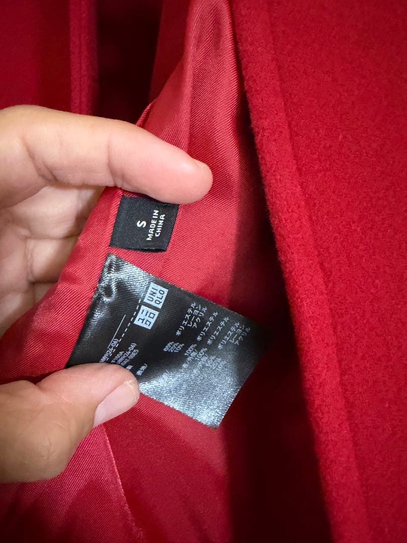 UNIQLOフーデッドコート レッド Sの写真3枚目