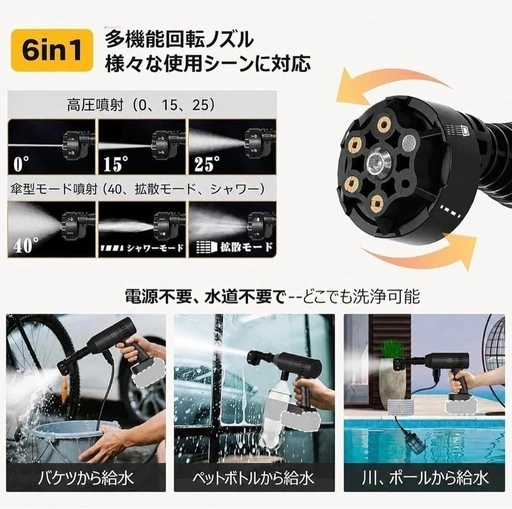 【新品】コードレス高圧洗浄機 マキタ18V互換 6in1ノズルの写真5枚目