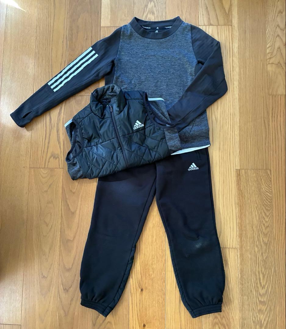 adidas キッズ 上下 ベスト 3点セット 150 サッカー 防寒