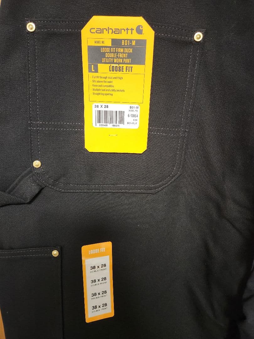 Carhartt B01-M ダブル二ー ワークパンツ ブラックの写真3枚目