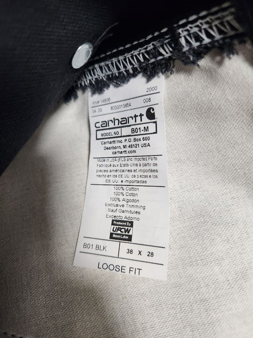 Carhartt B01-M ダブル二ー ワークパンツ ブラックの写真5枚目