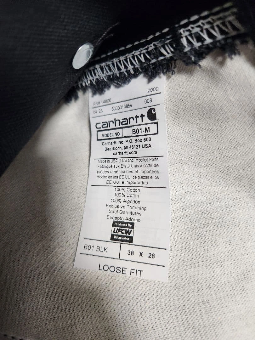 Carhartt B01-M ダブル二ー ワークパンツ ブラックの写真5枚目