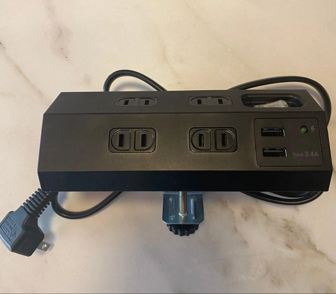 エルパ 電源タップ クランプ式 4個口 USB付 WLS-DS4232SUA