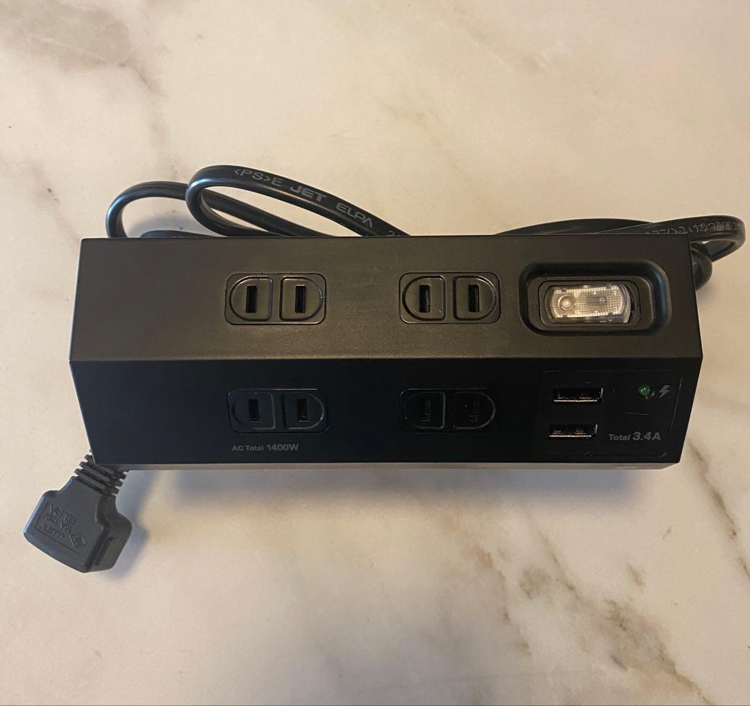 エルパ 電源タップ クランプ式 4個口 USB付 WLS-DS4232SUAの写真2枚目