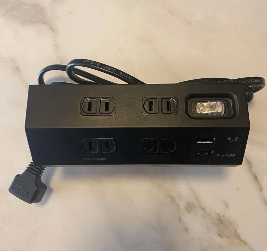エルパ 電源タップ クランプ式 4個口 USB付 WLS-DS4232SUAの写真2枚目