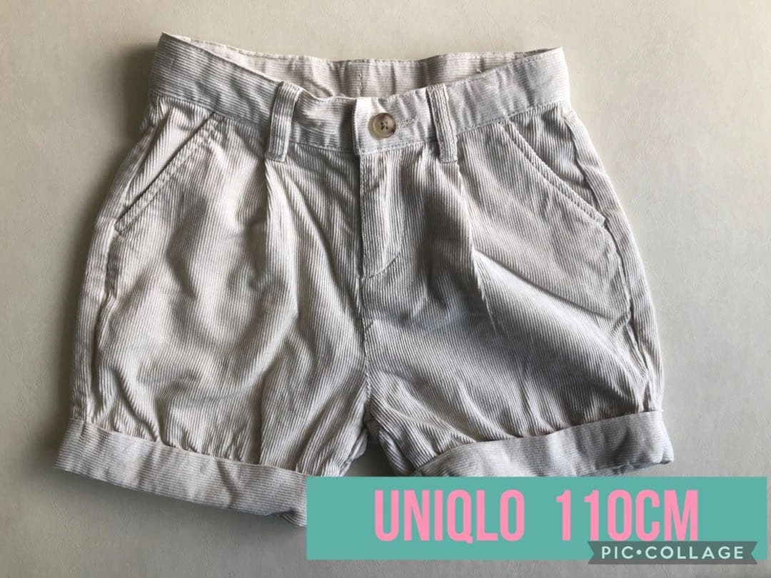 UNIQLO 白 コーデュロイ ハーフパンツ 110cm