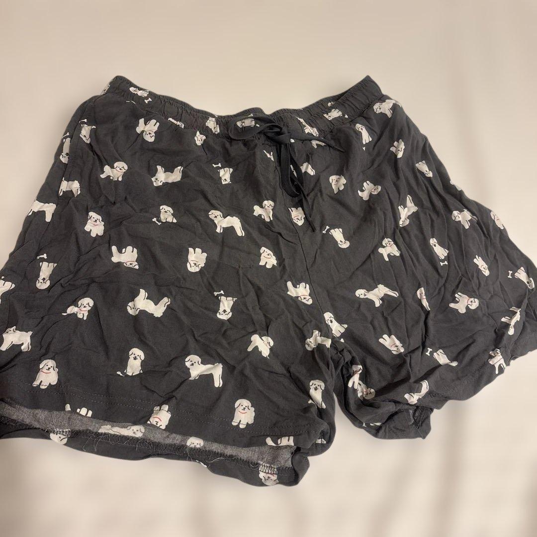 犬柄 ショートパンツ グレー　部屋着　パジャマにも