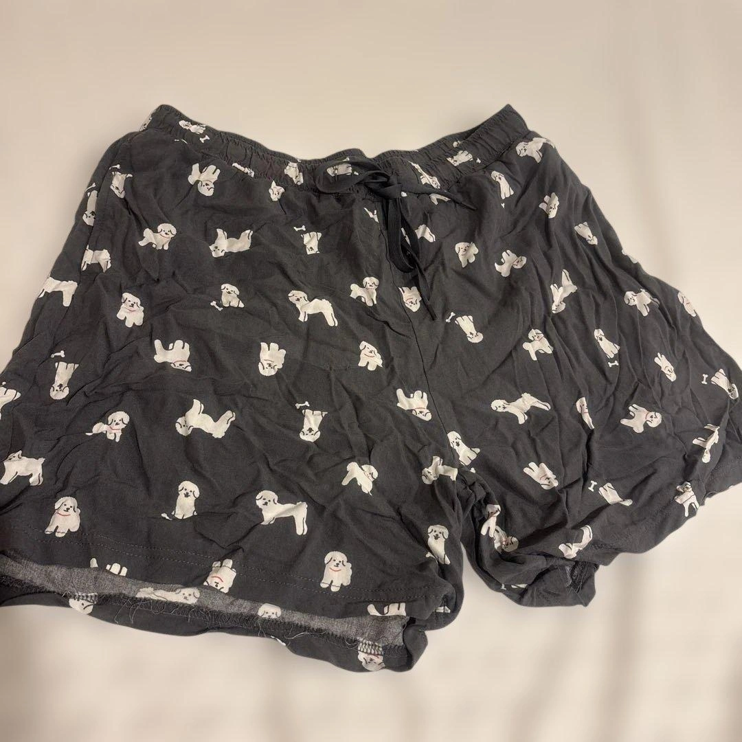犬柄 ショートパンツ グレー 部屋着 パジャマにも