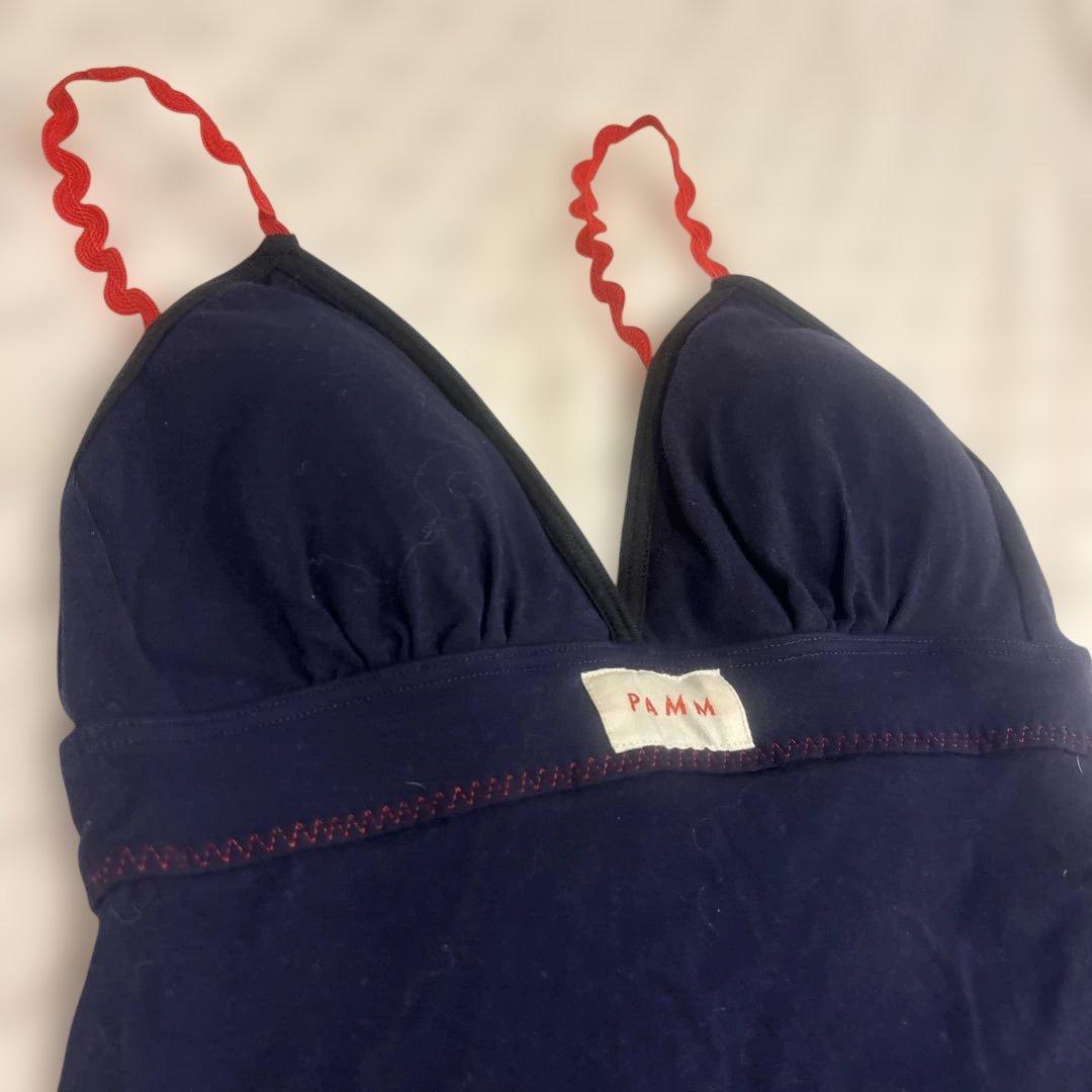 【美品】PAMM キャミソール ネイビー レッドの写真2枚目