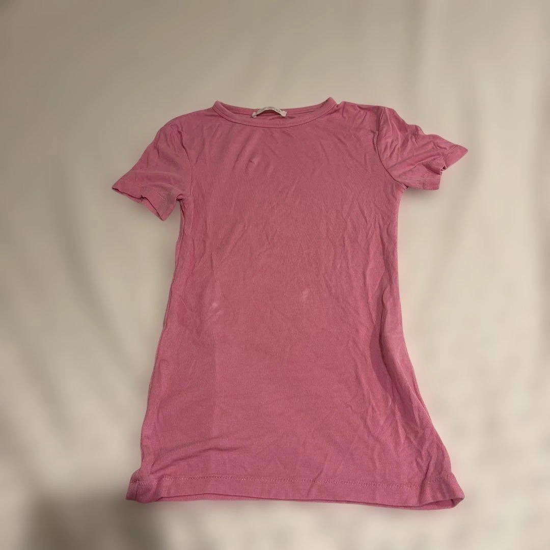 ZARA ピンク リブTシャツ 半袖