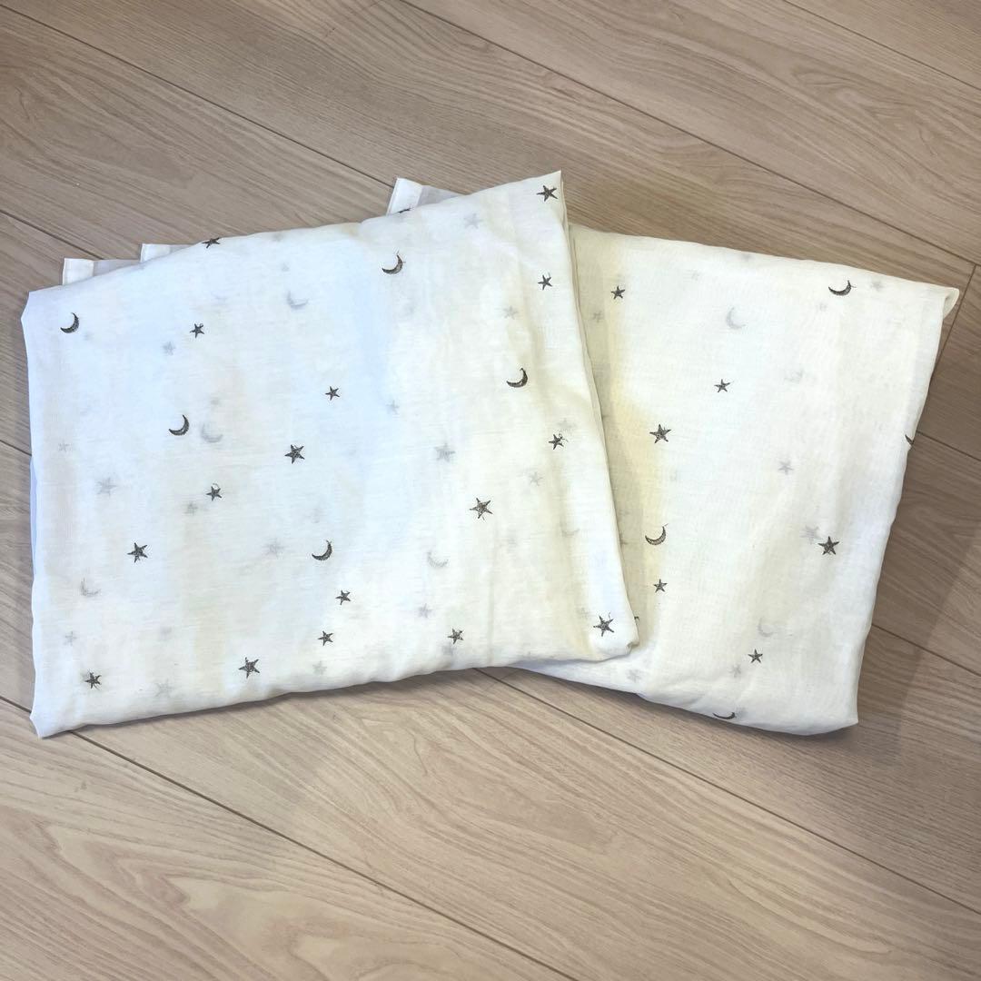 びっくりカーテン｜星と月の刺繍 スターライトレースカーテン ホワイト2枚の写真5枚目