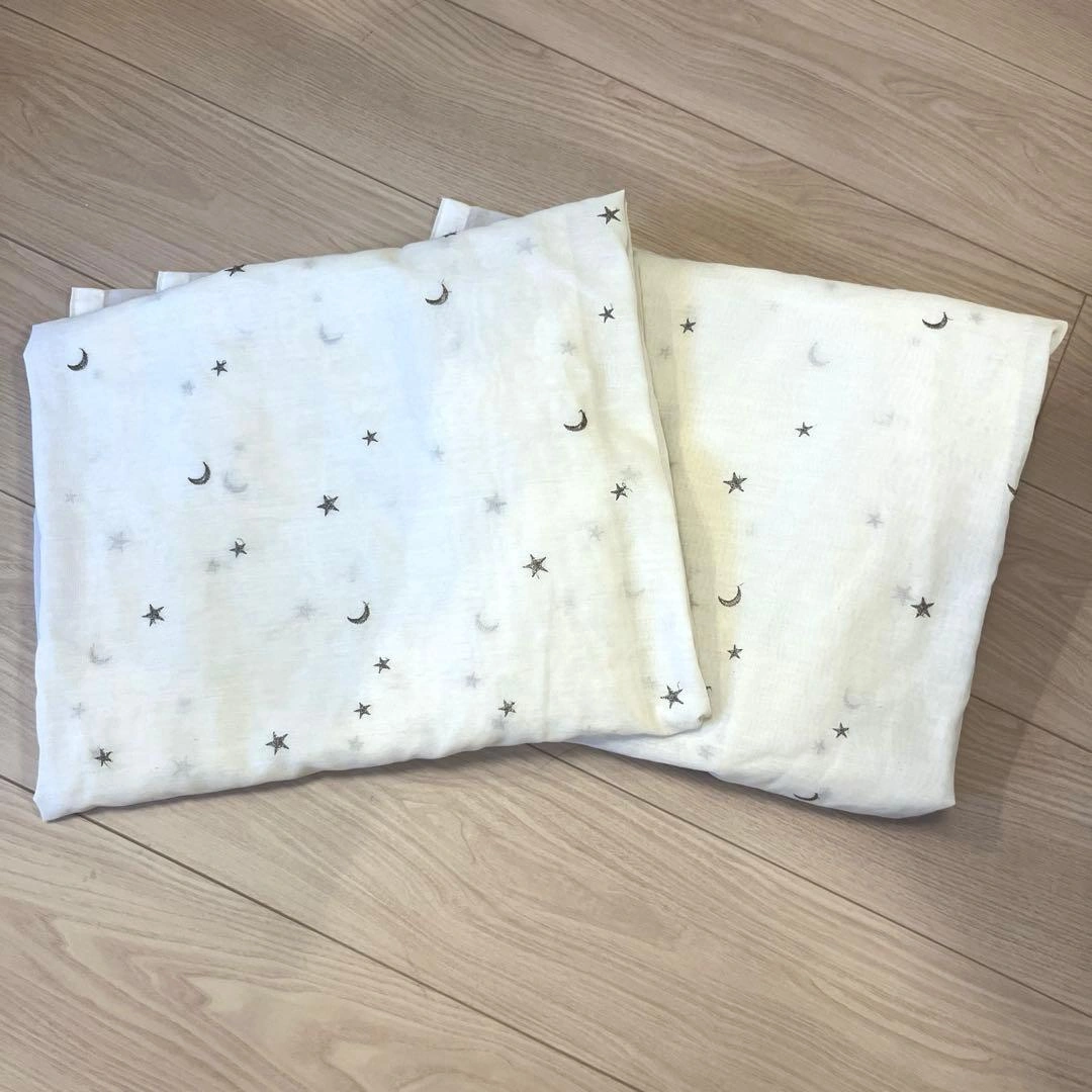 びっくりカーテン|星と月の刺繍 スターライトレースカーテン ホワイト2枚の写真5枚目