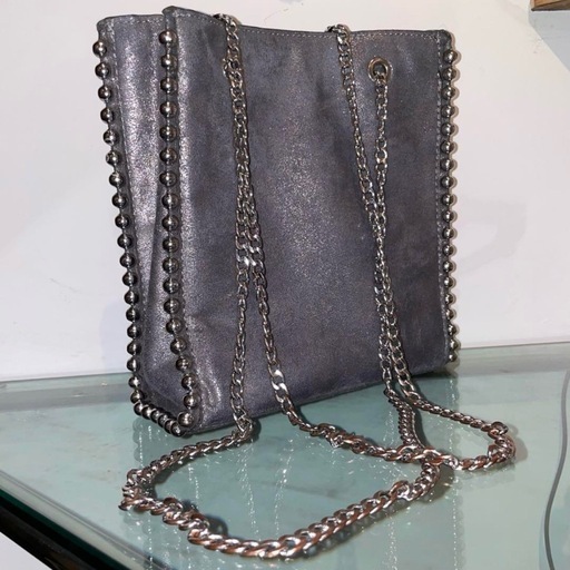 定価4999円ZARA ボールチェーンショルダーバッググレーシルバーの写真2枚目
