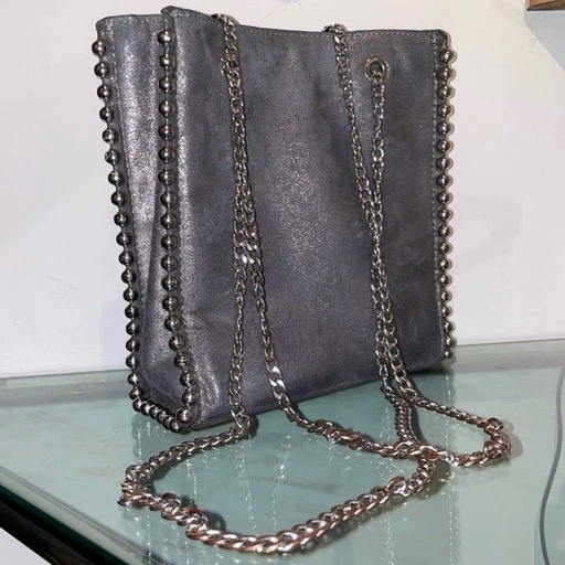定価4999円ZARA ボールチェーンショルダーバッググレーシルバーの写真2枚目