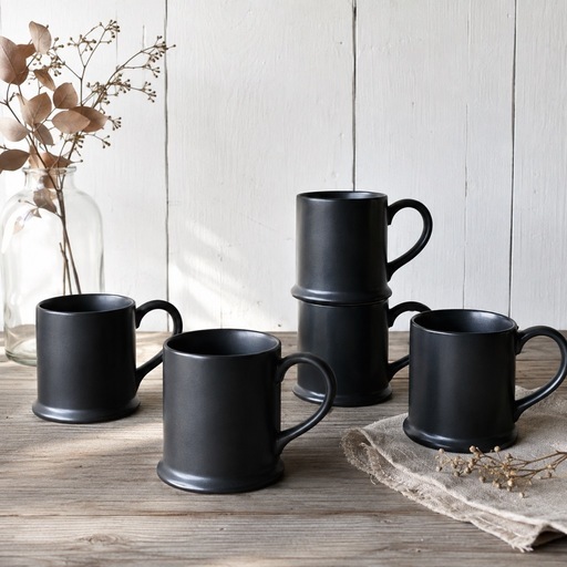 5個set 黒マット コーヒーカップ デッドストック 陶器 白磁 磁器 マグカップ Adam&Eve レトロ