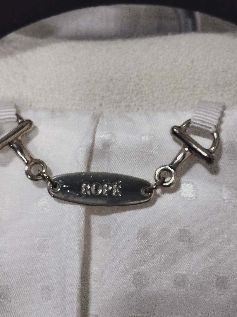 ROPE「ロペ」セミロングコート ダブルブレストオフホワイトＳサイズの写真7枚目