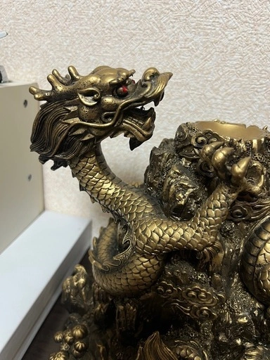 双龍 龍 置物 大型 金色 開運 風水 インテリア オブジェの写真2枚目